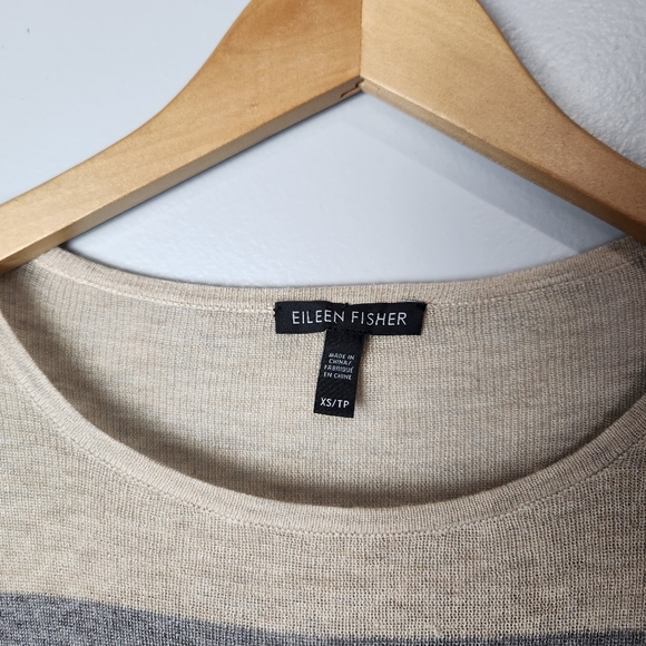 Eileen Fisher Stripe Tencel Crewneck Sweater - Picture 2 of 4